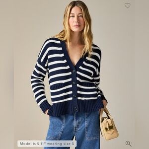 NWT J. Crew Heritage cotton relaxed cardigan in stripe, Size XS
